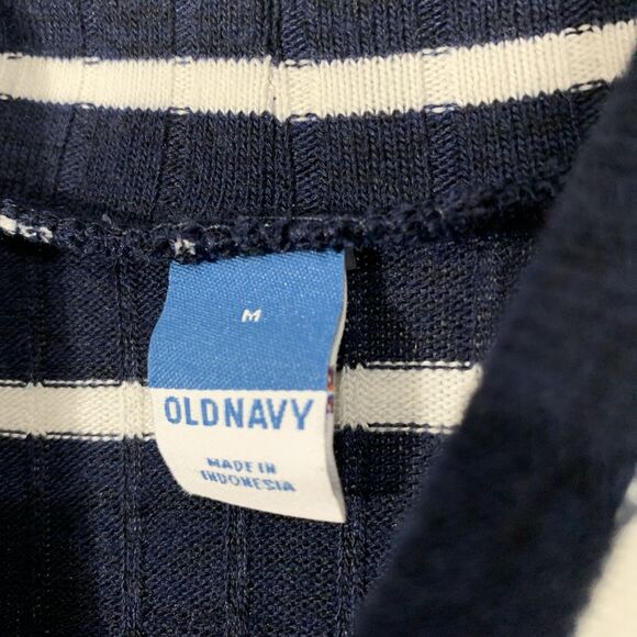 Old Navy Knit Lightweight Dress Navy White Womens M Long Sleeve Mock Neck - Picture 5 of 7